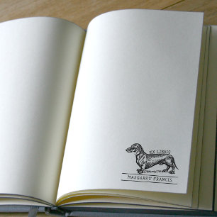 Vintage-Dachshund-Ex-Libris-Bibliotheksbuch  Gummistempel