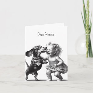 Vintage-Dachshund-Freunde Karte