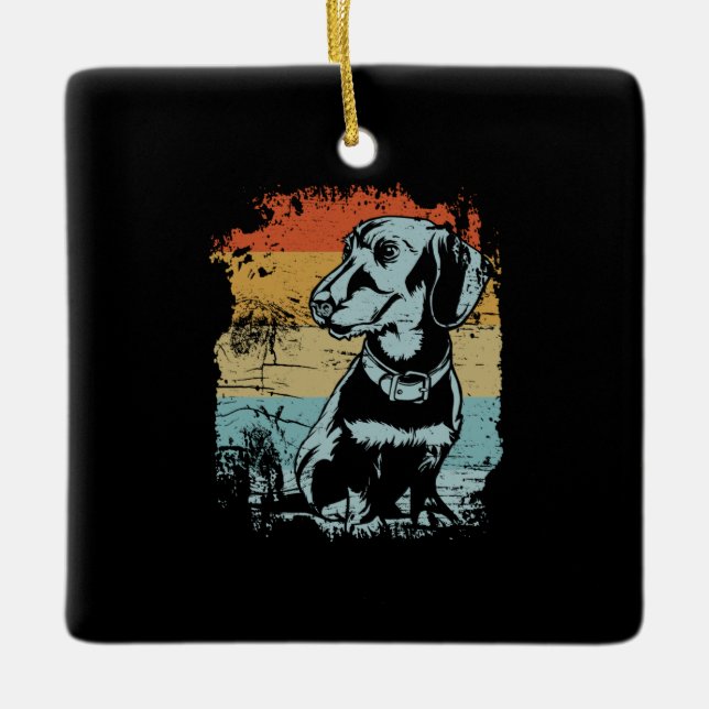 Vintage Dachshund Keramikornament (Vorderseite)