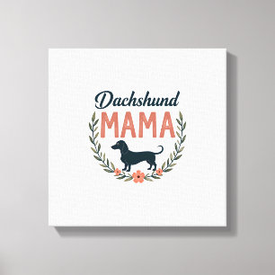Vintage Dachshund Mama Floral Hundeliebhaber Vekto Leinwanddruck