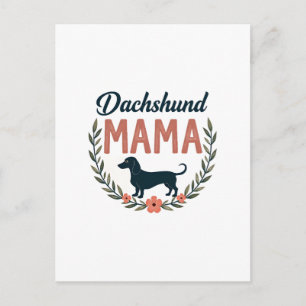 Vintage Dachshund Mama Floral Hundeliebhaber Vekto Postkarte
