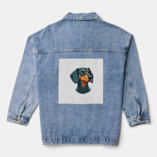 Vintage-Dachshund-Porträtkunst Retro-Hundeillustra Jeansjacke