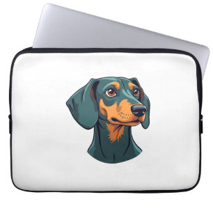Vintage-Dachshund-Porträtkunst Retro-Hundeillustra Laptopschutzhülle