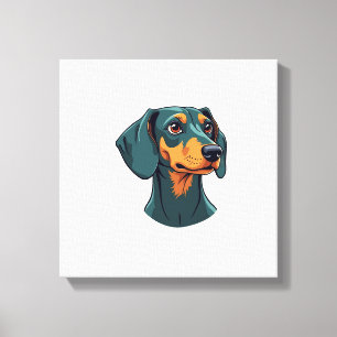 Vintage-Dachshund-Porträtkunst Retro-Hundeillustra Leinwanddruck