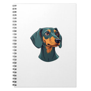 Vintage-Dachshund-Porträtkunst Retro-Hundeillustra Notizblock