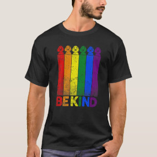 Vintage-Dachshund-Regenbogenflagge Sei Freundlich T-Shirt