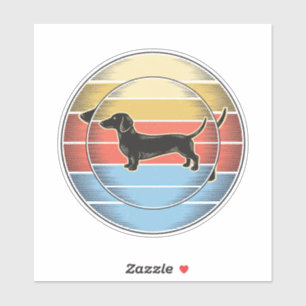 Vintage Dachshund Retro Sonnenuntergang Hund-Shirt Aufkleber