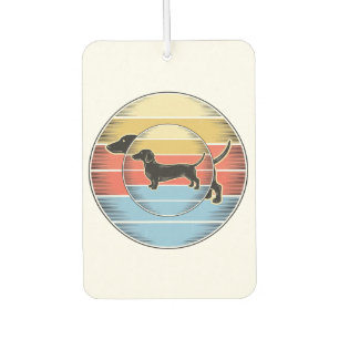 Vintage-Dachshund-Retro-Sonnenuntergang-Hund-Shirt Autolufterfrischer