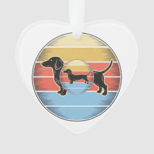 Vintage-Dachshund-Retro-Sonnenuntergang-Hund-Shirt Ornament
