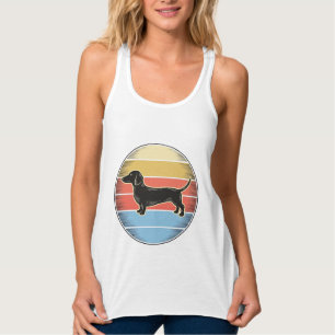 Vintage-Dachshund-Retro-Sonnenuntergang-Hund-Shirt Tank Top