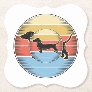Vintage Dachshund Retro Sonnenuntergang Hund Shirt Untersetzer