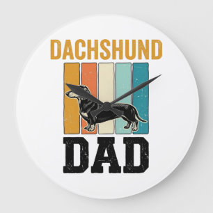 Vintage-Dachshund-Vater-Hundefan-Vector-Design_1 Große Wanduhr