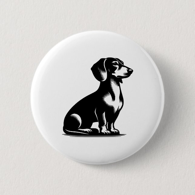 Vintage Dackel für klassische Jagdhunde Zeichnend  Button (Vorderseite)