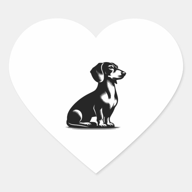 Vintage Dackel für klassische Jagdhunde Zeichnend  Herz-Aufkleber (Vorderseite)