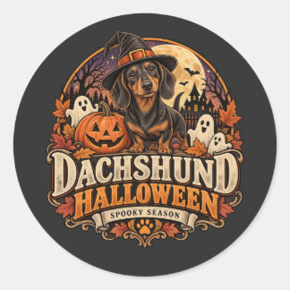 Vintage-Dackel-Halloween Runder Aufkleber