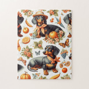 Vintage Dackel nahtlos Puzzle