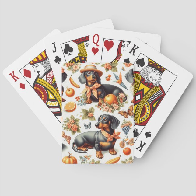 Vintage Dackel nahtlos Spielkarten (Rückseite)