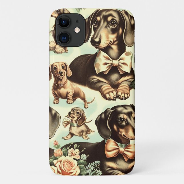 Vintage Dackel Nahtlose Malerei Case-Mate iPhone Hülle (Rückseite)