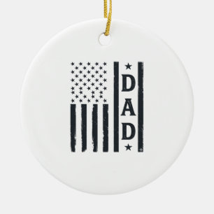 Vintage Dad Amerikanische Flagge Vektor Design_1 Keramik Ornament