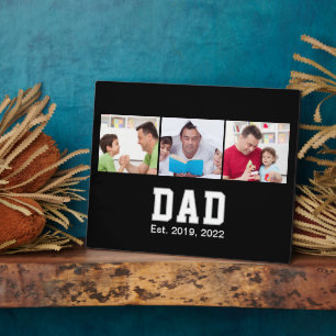Vintage Dad Established Geschenk Text 3 Foto Fotoplatte