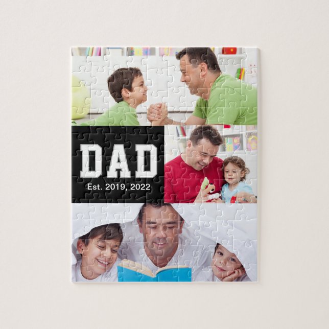 Vintage Dad Established Geschenk Text 3 Foto  Puzzle (Vertikal)