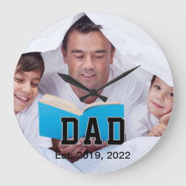 Vintage Dad Established Gift Photo Große Wanduhr