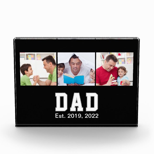 Vintage Dad Established Gift Text 3 Photo  Fotoblock (Vorderseite)