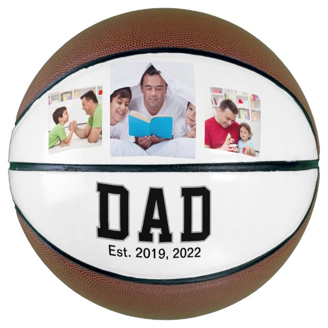 Vintage Dad Established Text 3 Photo Gift Basketball (Vorderseite)