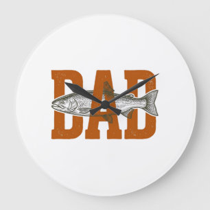 Vintage Dad Fishing Vector-Shirt-Design_1 Große Wanduhr