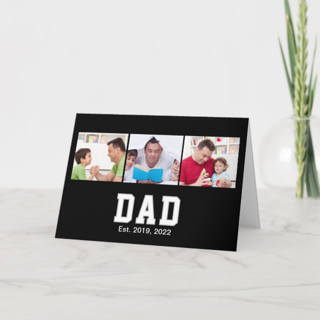 Vintage Dad Geschenktext 3 Foto Karte (Vorderseite)
