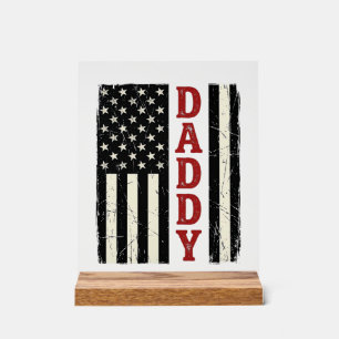 Vintage Daddy American Flag Shirt Design_1 Acrylschild