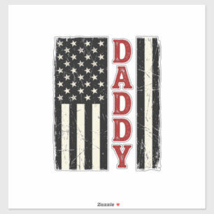 Vintage Daddy American Flag Shirt Design_1 Aufkleber