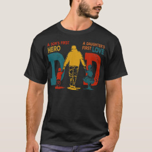 Vintage Daddy Einem Sohns Erster Held Einer Tochte T-Shirt