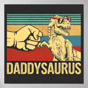 Vintage Daddy Saurus Trex Dinosaur Vater Vatertag Poster