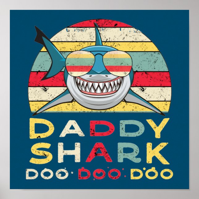 Vintage Daddy Shark "Doo Doo Doo" Poster (Vorne)