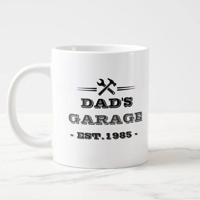 Vintage "Dad's Garage - Est. 1985" Jumbo-Tasse (Links)