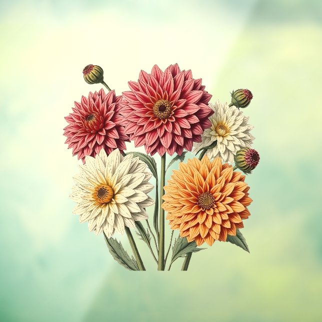 Vintage Dahlia Fensteraufkleber (Blatt 3)