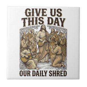 Vintage Daily Shred religiöser Gitarrenvektor Fliese
