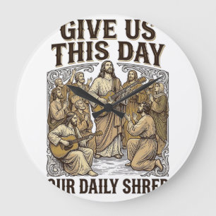 Vintage Daily Shred religiöser Gitarrenvektor Große Wanduhr