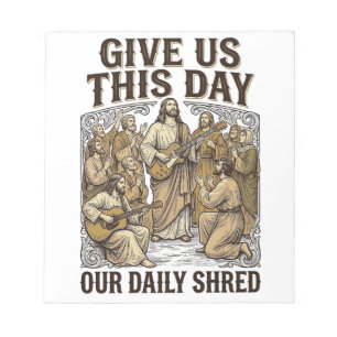 Vintage Daily Shred religiöser Gitarrenvektor Notizblock
