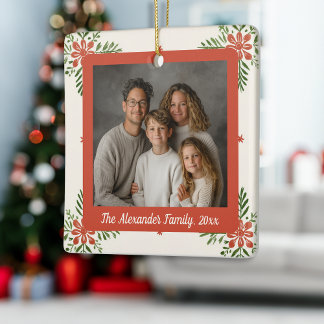 Vintage Dainty Blume Weihnachts-Foto Keramikornament