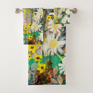 Vintage Daisies - Natur Inspiriert Blumenstrauß - Badhandtuch Set