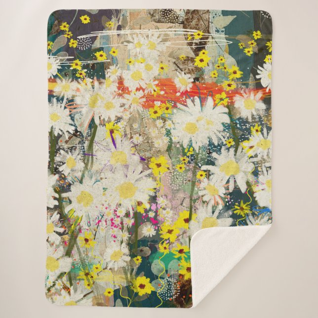 Vintage Daisies - Natur Inspiriert Blumenstrauß - Sherpadecke (Vorderseite)