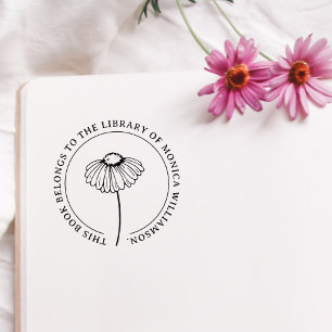 Vintage Daisy-Blume rund um das benutzerdefinierte Gummistempel