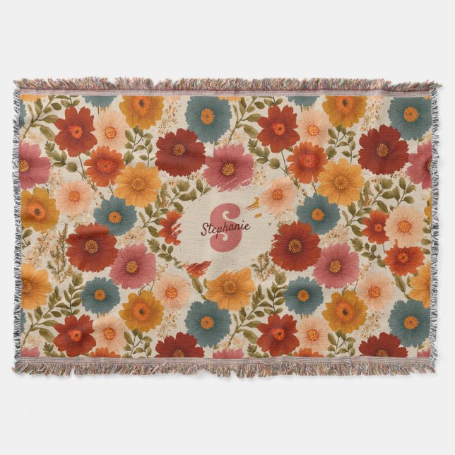 Vintage-Daisy-Blumenmuster Decke (Vorderseite)