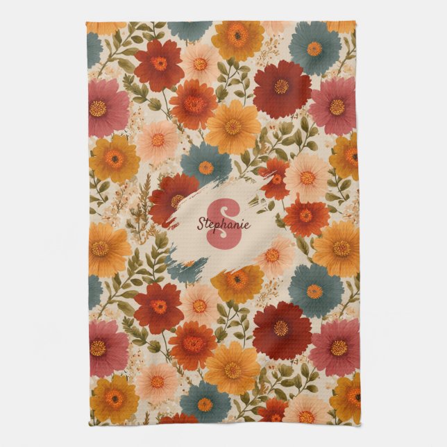 Vintage-Daisy-Blumenmuster Geschirrtuch (Vertikal)