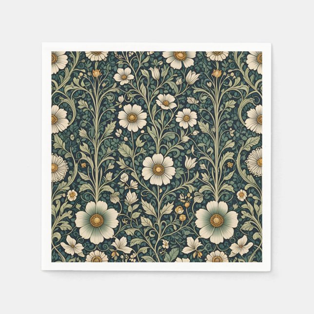 Vintage Daisy Garden Pattern Serviette (Vorderseite)