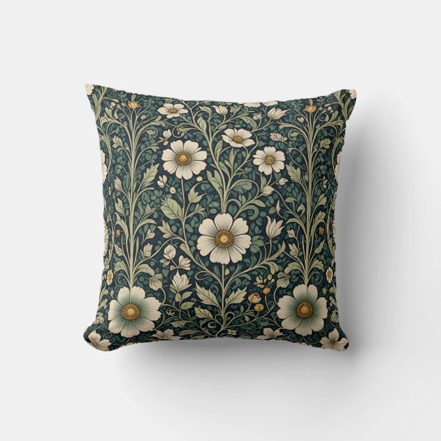 Vintage-Daisy-Gartenmuster Kissen (Vorderseite)