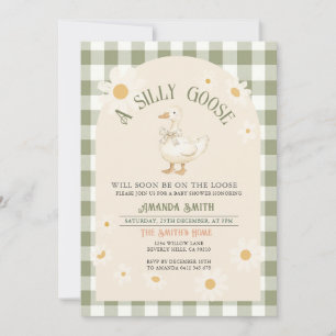 Vintage Daisy Green Goose Baby Shower Einladung