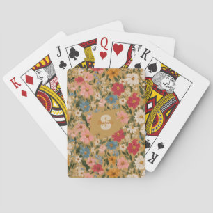 Vintage Daisy Pattern - Mustard Spielkarten